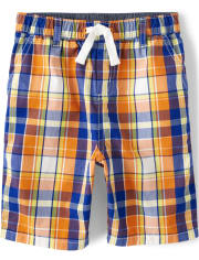 Boys Plaid Pull On Shorts - Mr. Fix It