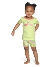 Girls Flamingo Cotton 2-Piece Pajamas - Gymmies