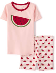 Pijama de 2 piezas de algodón sandía para niñas - Gymmies