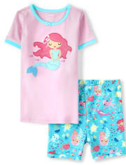 Girls Mermaid Cotton 2-Piece Pajamas - Gymmies