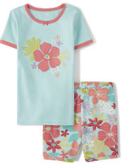 Pyjama 2 pièces en coton à fleurs tropicales pour filles - Gymmies