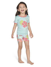 Pyjama 2 pièces en coton à fleurs tropicales pour filles - Gymmies