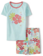 Pijama de 2 piezas de algodón con flores tropicales para niñas - Gymmies
