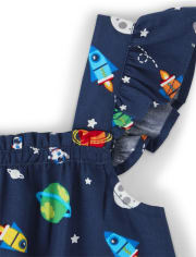 Girls Space Ruffle Romper - Future Astronaut