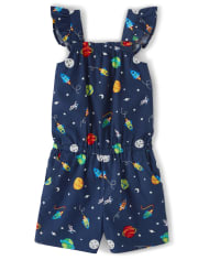 Girls Space Ruffle Romper - Future Astronaut
