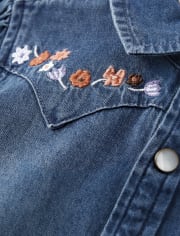 Camisa con botones de cambray para niñas - Western Skies