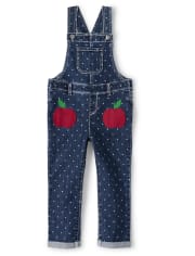 Girls Apple Dot Overalls - Teacher's Favorite