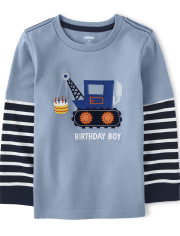 Boys Embroidered Birthday Layered Top - Birthday Boutique