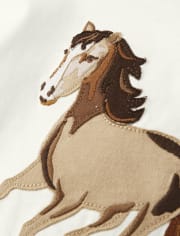 Camiseta Raglan de Caballo Bordado para Niños - Western Skies