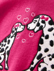 Haut à nœud chiot brodé pour filles - Amis dalmatiens