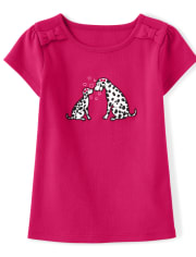 Haut à nœud chiot brodé pour filles - Amis dalmatiens