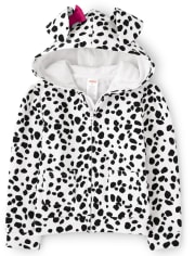 Girls Spotted Puppy Zip Up Hoodie - Dalmatian Friends