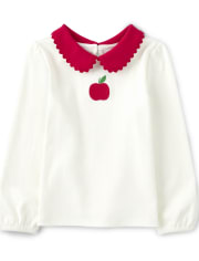 Girls Apple Peter Pan Top - Teacher's Favorite