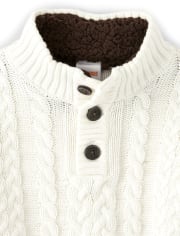Boys Long Sleeve Sherpa Lined Collar Cable Knit Henley Sweater - Critter  Campout | Gymboree - SNOW