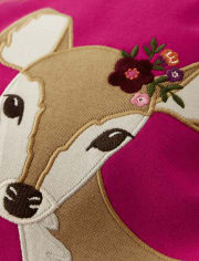 Girls Embroidered Deer Top - Tree House