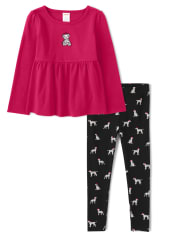 Girls Puppy Top And Leggings Set - Dalmatian Friends