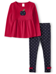 Conjunto de top y leggings de manzana para niñas: el favorito de los profesores