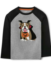 Camiseta raglán con perro bordado para niños - Lil Pumpkin