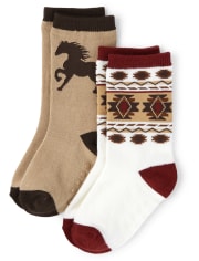Paquete de 2 calcetines para niños Horse Crew - Western Skies