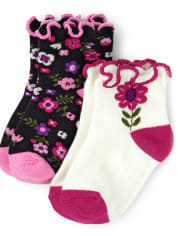 Girls Floral Midi Socks 2-Pack - Tree House