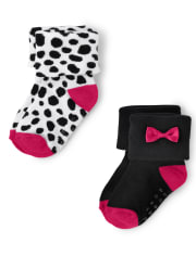 Girls Spotted Socks 2-Pack - Dalmatian Friends