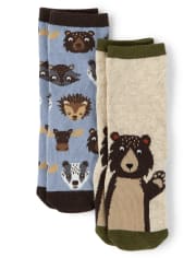 Boys Animal Crew Socks 2-Pack - Critter Campout