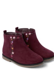 Girls Embroidered Floral Booties - Tree House