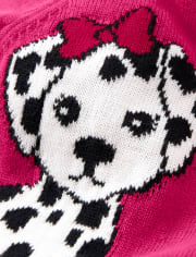 Girls Intarsia Puppy Sweater - Dalmatian Friends