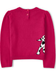Girls Intarsia Puppy Sweater - Dalmatian Friends