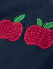Girls Embroidered Apple Sweater - Teacher's Favorite