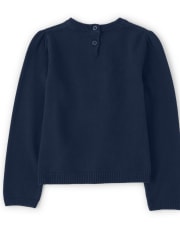 Girls Embroidered Apple Sweater - Teacher's Favorite