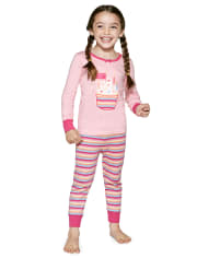 Girls Birthday Cupcake Cotton 2-Piece Pajamas - Gymmies