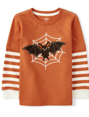 Top con capas de murciélago bordado para niños - Lil Pumpkin