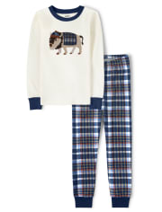Pijama de 2 piezas de algodón de bisonte a cuadros para niños - Gymmies