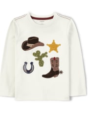 Camiseta vaquera bordada para niños - Western Skies