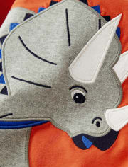 Haut superposé Triceratops brodé pour garçons - Dino Dude