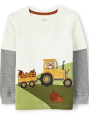 Top a capas con diseño de camión bordado para niños - Harvest