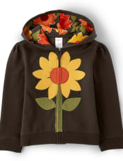 Girls Sunflower Zip Up Hoodie - Harvest