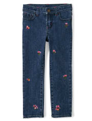 Jeans bordados florales para niñas - Tree House