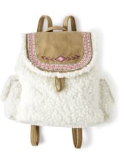 Girls Faux Fur Mini Backpack - Little Llamas