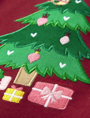 Girls Embroidered Christmas Tree Top - Ho Ho Ho