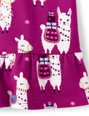 Girls Llama Peplum Top - Little Llamas