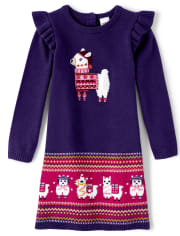 Vestido Niña Llama Suéter - Little Llamas