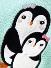 Girls Intarsia Penguin Sweater - Polar Party