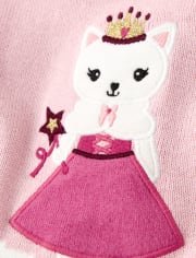 Girls Cat Peplum Sweater Dress - Royal Princess