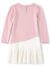 Girls Cat Peplum Sweater Dress - Royal Princess