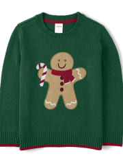 Boys Intarsia Gingerbread Sweater - Ho Ho Ho