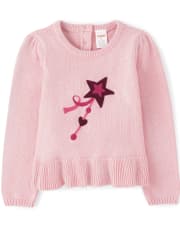 Girls Magic Wand Peplum Sweater - Royal Princess