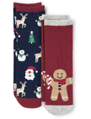 Boys Gingerbread Crew Socks 2-Pack - Ho Ho Ho