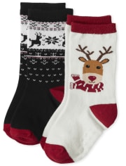 Boys Reindeer Crew Socks 2-Pack - Reindeer Cheer
